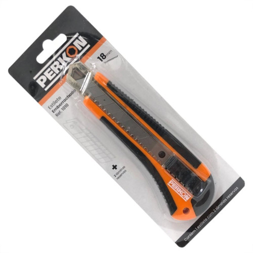 Estilete Perkon Emborrachado Com 3 Laminas 18Mm 1010 Estilete Perkon Emborrachado Com 3 Laminas 18Mm 1010