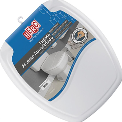 Assento Sanitario Herc ''Almofadado'' Cinza Claro Retangular 2396