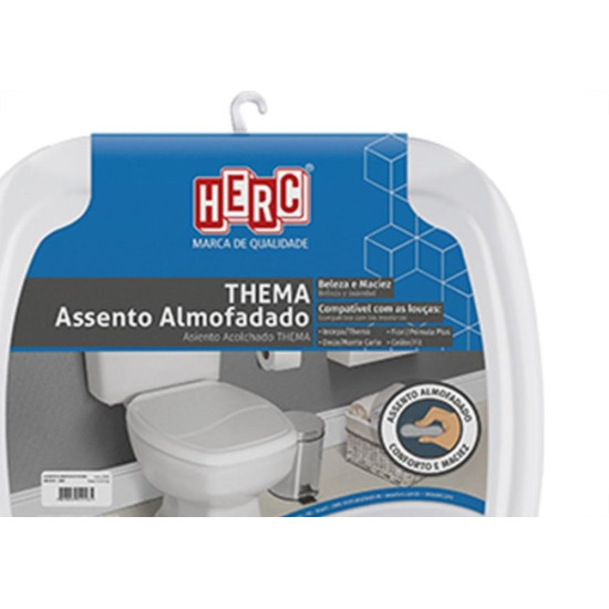 Assento Sanitario Herc ''Almofadado'' Cinza Claro Retangular 2396