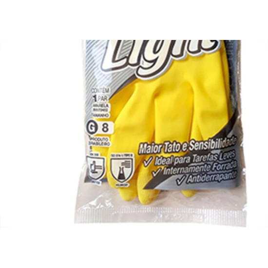 Luva Sanro Light Amarela G Par