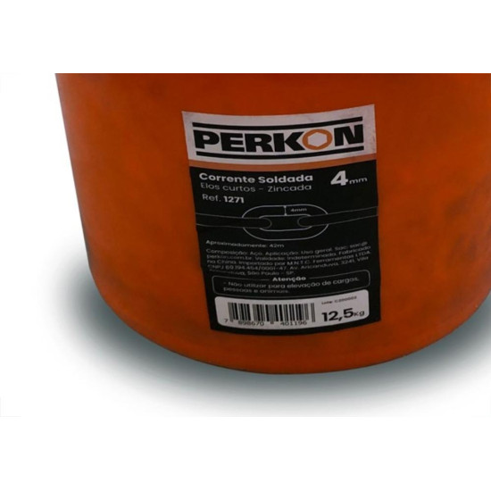 Corrente Soldada Perkon Zincada 4Mm 12,5Kg Aproximadamente 42M 1271