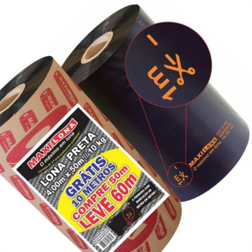Lona Plastica Maxilona Preta Reciclada 4X 50M+10M 10Kg 70 Micras 1.01.0003 Lona Plastica Maxilona Preta Reciclada 4X 50M+10M 10Kg 70 Micras 1.01.0003