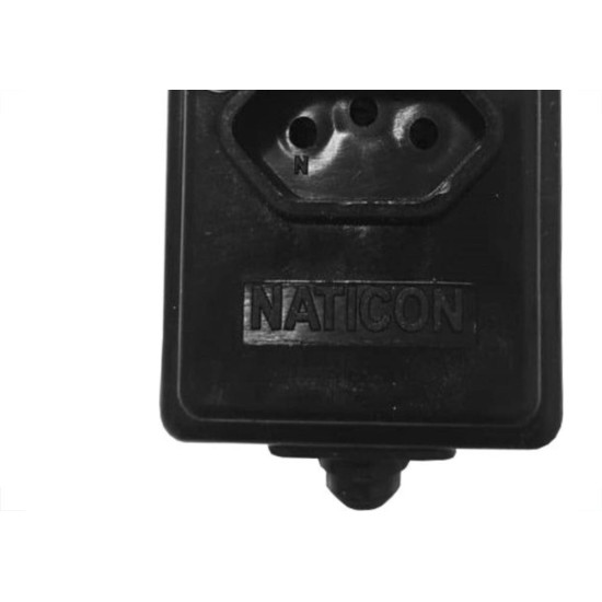 Tomada Barra Naticon   Dupla 10A 2 Polos +Terra Preta 568