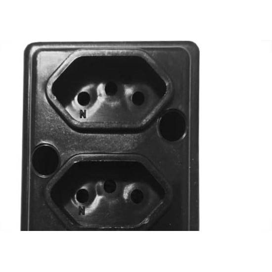 Tomada Barra Naticon   Dupla 10A 2 Polos +Terra Preta 568