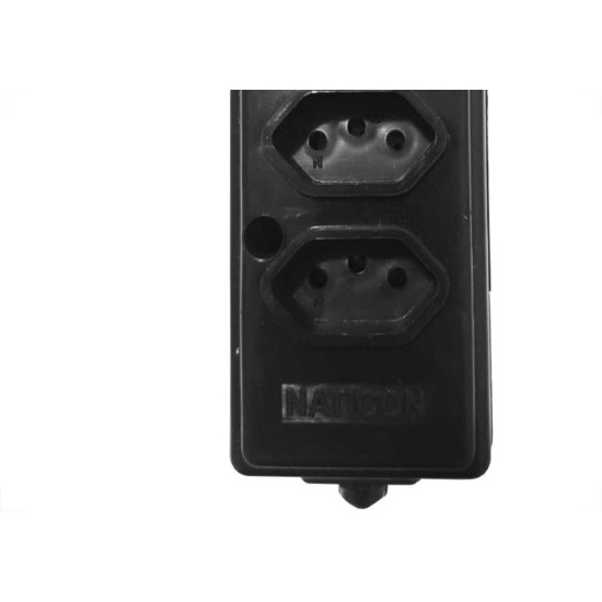 Tomada Barra Naticon   Quadrupla 10A 2 Polos +Terra Preta 570 Tomada Barra Naticon   Quadrupla 10A 2 Polos +Terra Preta 570
