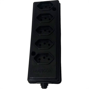 Tomada Barra Naticon   Quintupla 10A 2 Polos +Terra Preta 571