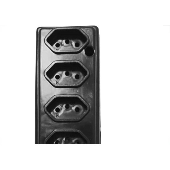 Tomada Barra Naticon Quintupla 10A 2 Polos +Terra Preta 571 Tomada Barra Naticon Quintupla 10A 2 Polos +Terra Preta 571
