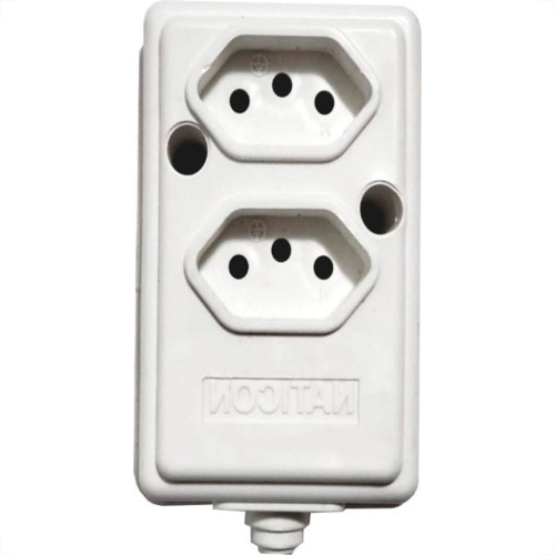 Tomada Barra Naticon   Dupla 10A 2 Polos +Terra Branca 573 Tomada Barra Naticon   Dupla 10A 2 Polos +Terra Branca 573
