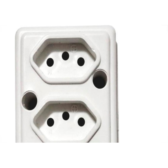 Tomada Barra Naticon   Dupla 10A 2 Polos +Terra Branca 573 Tomada Barra Naticon   Dupla 10A 2 Polos +Terra Branca 573