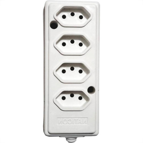Tomada Barra Naticon   Quadrupla 10A 2 Polos +Terra Branca 575