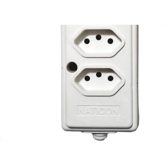 Tomada Barra Naticon   Quadrupla 10A 2 Polos +Terra Branca 575