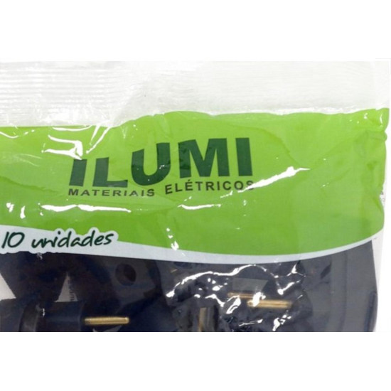 Pino Prensa Cabo Ilumi Gigante 2 Polos 10A Preto 1414Pct - Kit C/10 