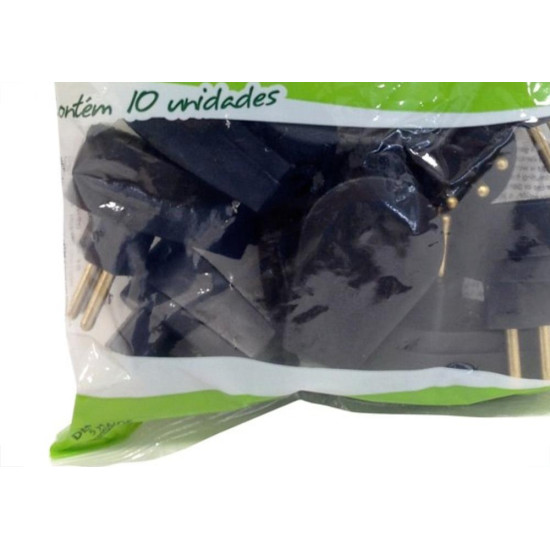Pino Prensa Cabo Ilumi Gigante 2 Polos+Terra 10A Preto 1418Pct - Kit C/10 Pino Prensa Cabo Ilumi Gigante 2 Polos+Terra 10A Preto 1418Pct - Kit C/10