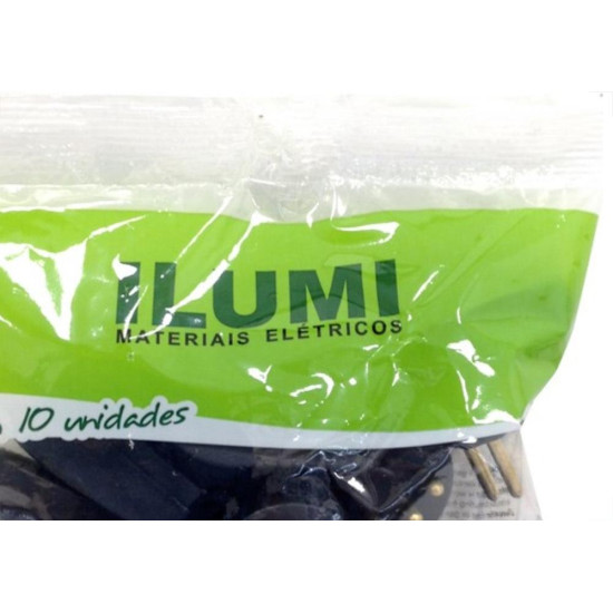 Pino Prensa Cabo Ilumi Gigante 2 Polos+Terra 10A Preto 1418Pct - Kit C/10 Pino Prensa Cabo Ilumi Gigante 2 Polos+Terra 10A Preto 1418Pct - Kit C/10