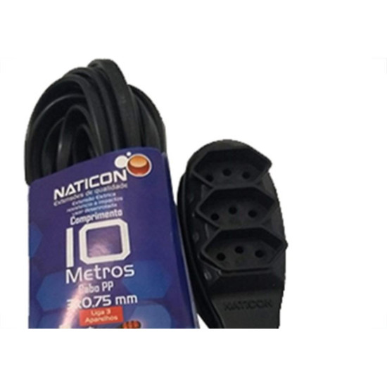 Extensao Naticon Tripla 2P+T Pp 3X0,75 Preta 10M 566