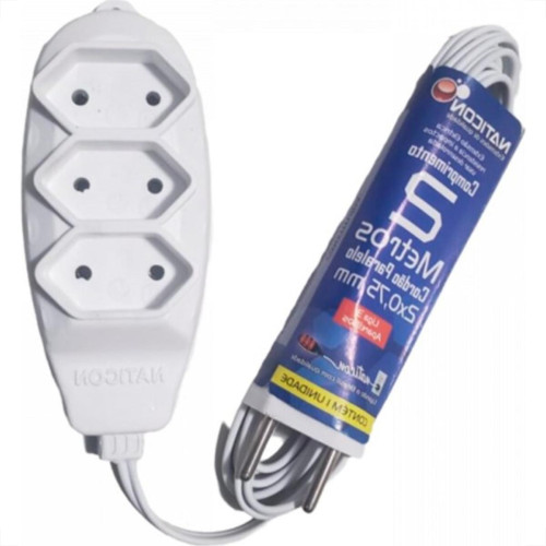 Extensao Naticon Tripla Paralela 2X0,75 Branca 2M 578 Extensao Naticon Tripla Paralela 2X0,75 Branca 2M 578