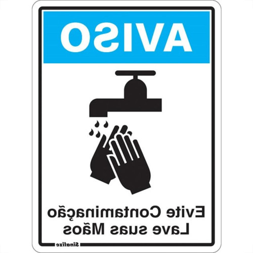 Placa Sinalizacao Poliestireno 15X20 ''Aviso Evite Contaminacao Lave As Maos'' 220Bt Placa Sinalizacao Poliestireno 15X20 ''Aviso Evite Contaminacao Lave As Maos'' 220Bt