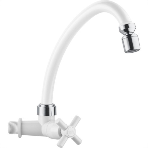 Torneira Abs Bica Movel Parede Herc 1/4V Com Arejador Articulavel Branca Cromada 3902 Torneira Abs Bica Movel Parede Herc 1/4V Com Arejador Articulavel Branca Cromada 3902