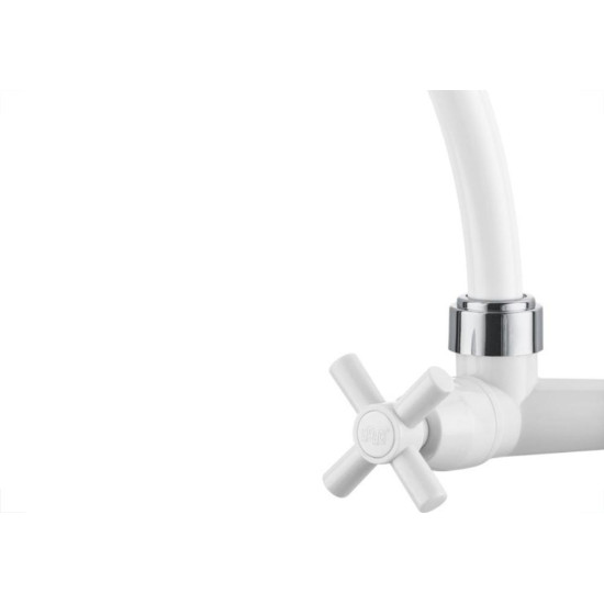 Torneira Abs Bica Movel Parede Herc 1/4V Com Arejador Articulavel Branca Cromada 3902 Torneira Abs Bica Movel Parede Herc 1/4V Com Arejador Articulavel Branca Cromada 3902