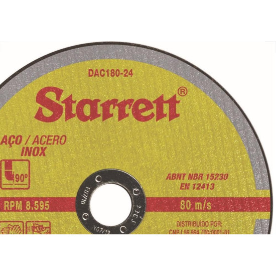 Disco De Corte Para Inox Starrett 7 X 1,6Mm X 7/8 Dac180-24 - Kit C/12 Disco De Corte Para Inox Starrett 7 X 1,6Mm X 7/8 Dac180-24 - Kit C/12