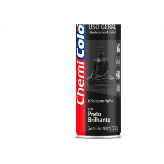 Tinta Spray Chemicolor Preto Brilhante 400Ml Tinta Spray Chemicolor Preto Brilhante 400Ml