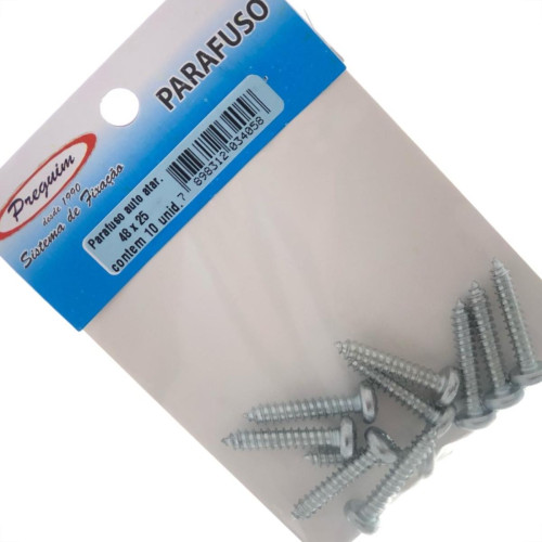 Cartela Parafuso Auto/Atarrachante Panela Preguim 4,8 X 25Mm Com 10 Pecas 4058 Cartela Parafuso Auto/Atarrachante Panela Preguim 4,8 X 25Mm Com 10 Pecas 4058