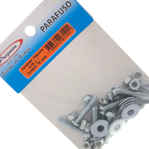 Cartela Parafuso Rosca Maquina Preguim Redonda 3/16 X 1.Porca+Arruela Com 10 Pecas 1422 Cartela Parafuso Rosca Maquina Preguim Redonda 3/16 X 1.Porca+Arruela Com 10 Pecas 1422