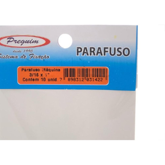 Cartela Parafuso Rosca Maquina Preguim Redonda 3/16 X 1.Porca+Arruela Com 10 Pecas 1422 Cartela Parafuso Rosca Maquina Preguim Redonda 3/16 X 1.Porca+Arruela Com 10 Pecas 1422
