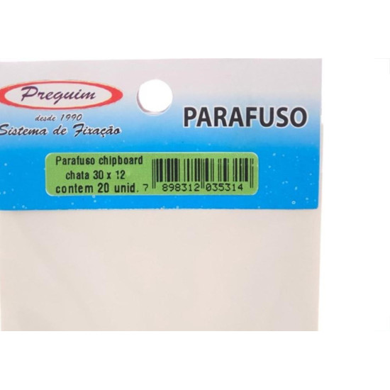Cartela Parafuso Chipboard Preguim Cabeca Chata Philips 3,0X12 Com 20 Pecas 5314