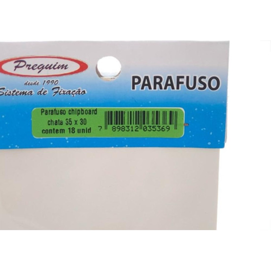 Cartela Parafuso Chipboard Preguim Cabeca Chata Philips 3,5X30 Com 18 Pecas 5369 Cartela Parafuso Chipboard Preguim Cabeca Chata Philips 3,5X30 Com 18 Pecas 5369