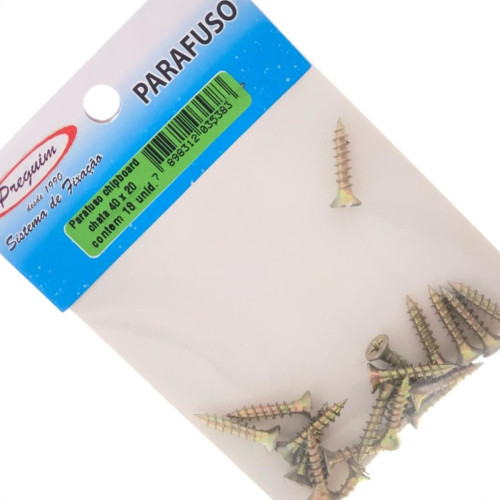 Cartela Parafuso Chipboard Preguim Cabeca Chata Philips 4,0X20 Com 18 Pecas 5383 Cartela Parafuso Chipboard Preguim Cabeca Chata Philips 4,0X20 Com 18 Pecas 5383