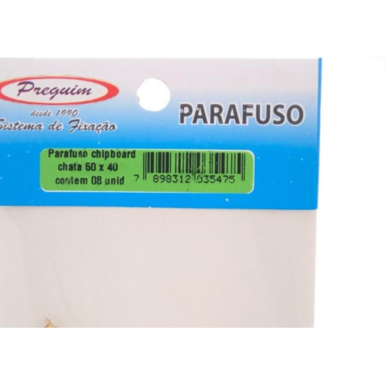 Cartela Parafuso Chipboard Preguim Cabeca Chata Philips 5,0X40 Com 08 Pecas 5475