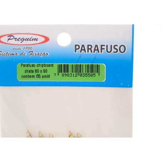 Cartela Parafuso Chipboard Preguim Cabeca Chata Philips 6,0X50 Com 05 Pecas 5505