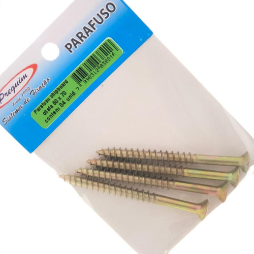 Cartela Parafuso Chipboard Preguim Cabeca Chata Philips 6,0X70 Com 04 Pecas 8216 Cartela Parafuso Chipboard Preguim Cabeca Chata Philips 6,0X70 Com 04 Pecas 8216