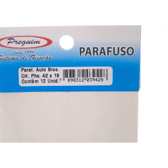 Cartela Parafuso Auto Brocante Preguim Flangeada Philips 4,2X19 Com 12 Pecas 9428 Cartela Parafuso Auto Brocante Preguim Flangeada Philips 4,2X19 Com 12 Pecas 9428