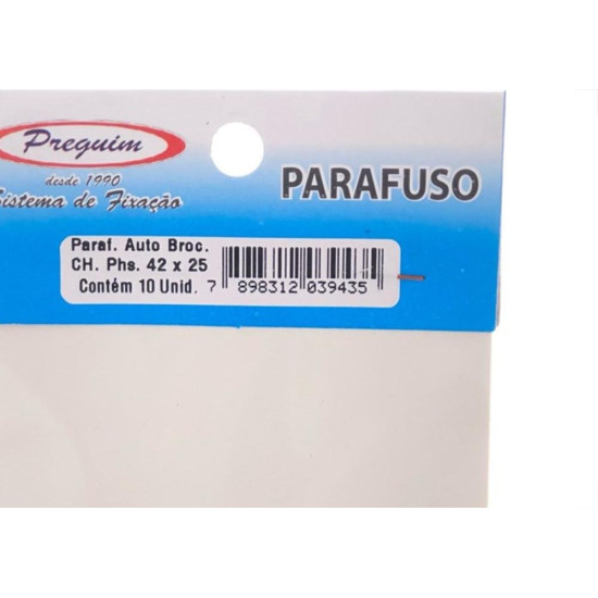 Cartela Parafuso Auto Brocante Preguim Flangeada Philips 4,2X25 Com 10 Pecas 9435 Cartela Parafuso Auto Brocante Preguim Flangeada Philips 4,2X25 Com 10 Pecas 9435