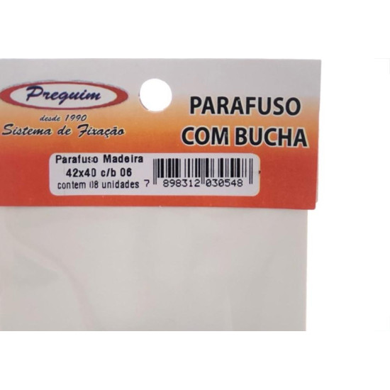 Cartela Parafuso Madeira Preguim Com Bucha 06Mm Philips Com 08 Pecas 0548