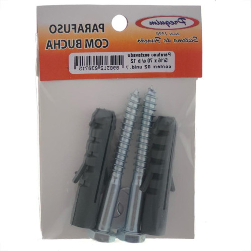 Cartela Parafuso Madeira Preguim Com Bucha 12Mm Sextavado Com 02 Pecas 0715 Cartela Parafuso Madeira Preguim Com Bucha 12Mm Sextavado Com 02 Pecas 0715