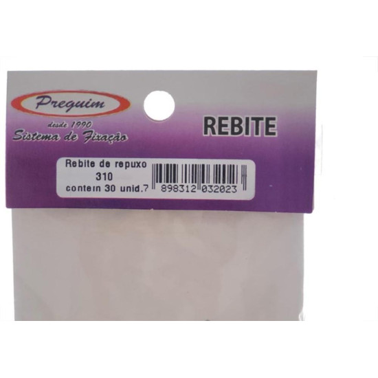 Cartela Rebite Preguim Aluminio Repuxo 310 Com 30 Pecas 2023