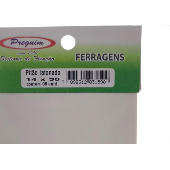 Cartela Pitao Bicromatizado Preguim 14X30 Com 08 Pecas 1590 Cartela Pitao Bicromatizado Preguim 14X30 Com 08 Pecas 1590