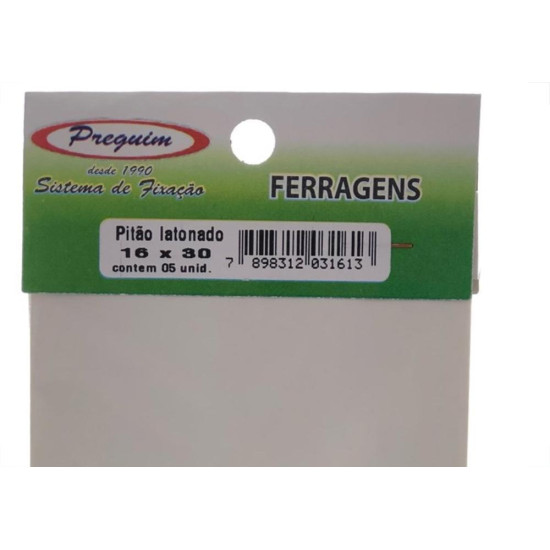 Cartela Pitao Bicromatizado Preguim 16X30 Com 05 Pecas 1613 Cartela Pitao Bicromatizado Preguim 16X30 Com 05 Pecas 1613