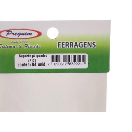 Cartela Suporte Quadro/Espelho Triangular 01 Preguim Com 04 Pecas 2221 Cartela Suporte Quadro/Espelho Triangular 01 Preguim Com 04 Pecas 2221