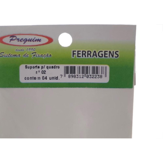 Cartela Suporte Quadro/Espelho Triangular 02 Preguim Com 04 Pecas 2238