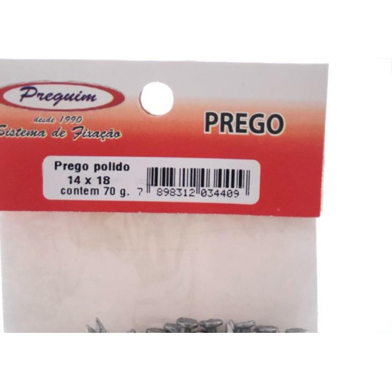 Cartela Prego Preguim Com Cabeca 14X18 (2,20X41mm) (2,20X41mm) Com 70 Gramas 4409