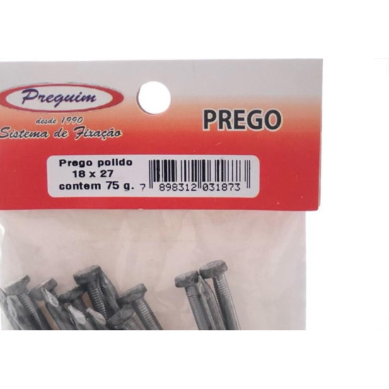 Cartela Prego Preguim Com Cabeca 18X27 (3,40X62mm) (3,40X62mm) Com 75 Gramas 1873