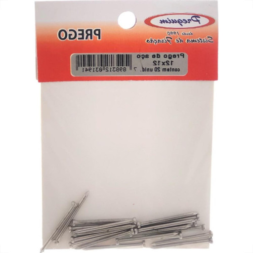 Cartela Prego Aco Preguim Com Cabeca 12X12 (1,80X28mm) (1,80X28mm) Com 20 Pecas 1941