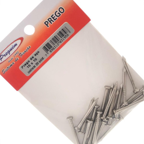 Cartela Prego Aco Preguim Com Cabeca 15X15 (2,40X34mm) (2,40X34mm) Com 20 Pecas 1958