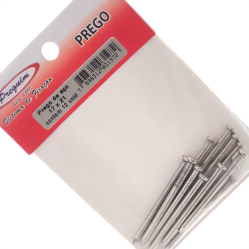 Cartela Prego Aco Preguim Com Cabeca 17X21 (3,00X48mm) (3,00X48mm) Com 12 Pecas 1972