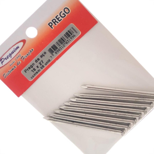 Cartela Prego Aco Preguim Com Cabeca 18X27 (3,40X62mm) (3,40X62mm) Com 08 Pecas 1996