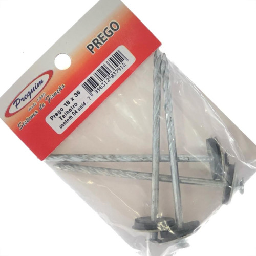 Cartela Prego Telheiro Preguim Galvanizado 18X36 (3,40X83mm) (3,40X83mm) Com 04 Pecas 7912